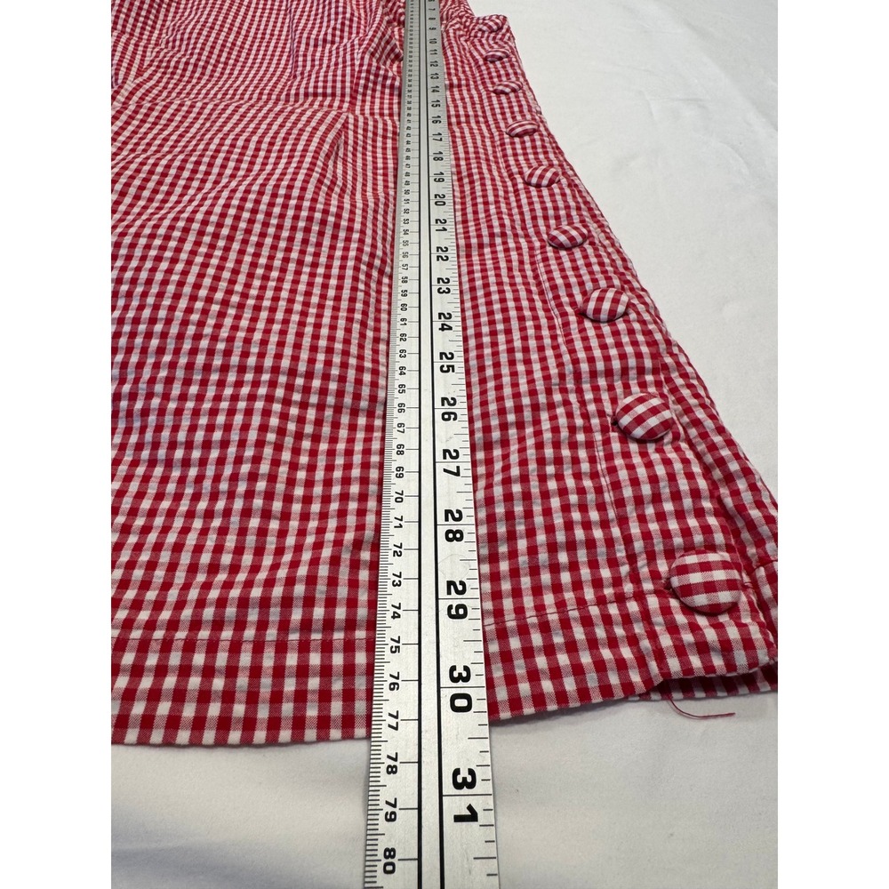DOEN Gingham Mini Dress Side Button Organic Cotton Size 0 Red White Excellent - Picture 5 of 9